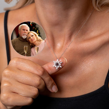 Snowflake Photo Necklace Photo Personalised Necklace - Photo Necklace - Photo Projection Necklace Necklace Brother & Sisters